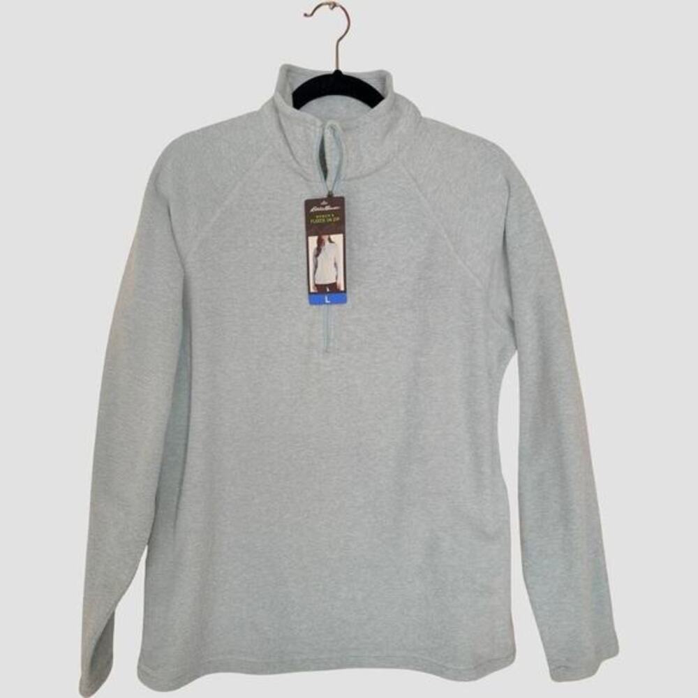 Eddie Bauer Fleece NWT Shadow Grey 1/4 zip Pullover Top L